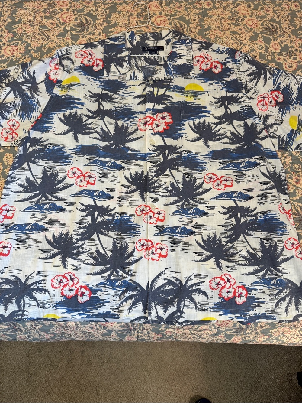 Daniel Cremieux/XXL/100% Cotton/Excellent Condition/Red/Blue Hawaiian Camp Shirt